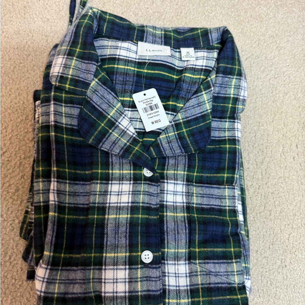 L.L. Bean Casual Button Down Shirt Blue and Green
